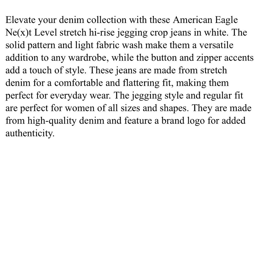 American Eagle NE(x)T Level Hi-Rise Jegging Crop Denim Jeans White Size 6 - Picture 7 of 7